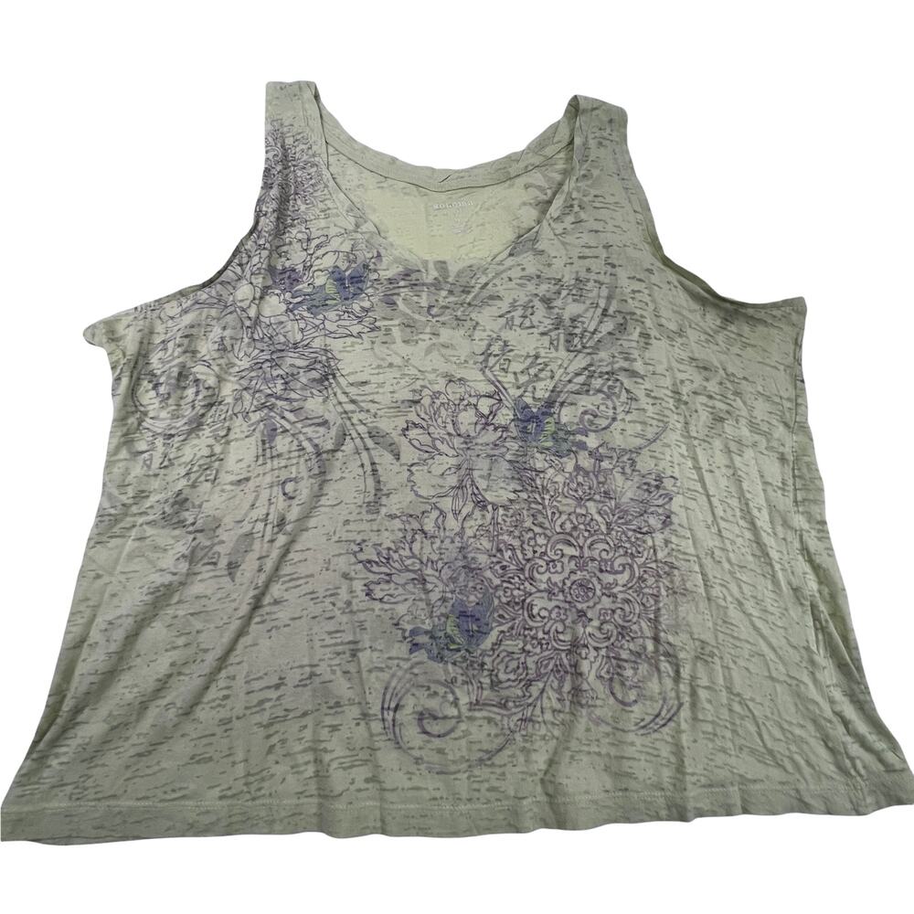 Sonoma Sleeveless Floral Burnout Knit Tank Top Blouse 1X